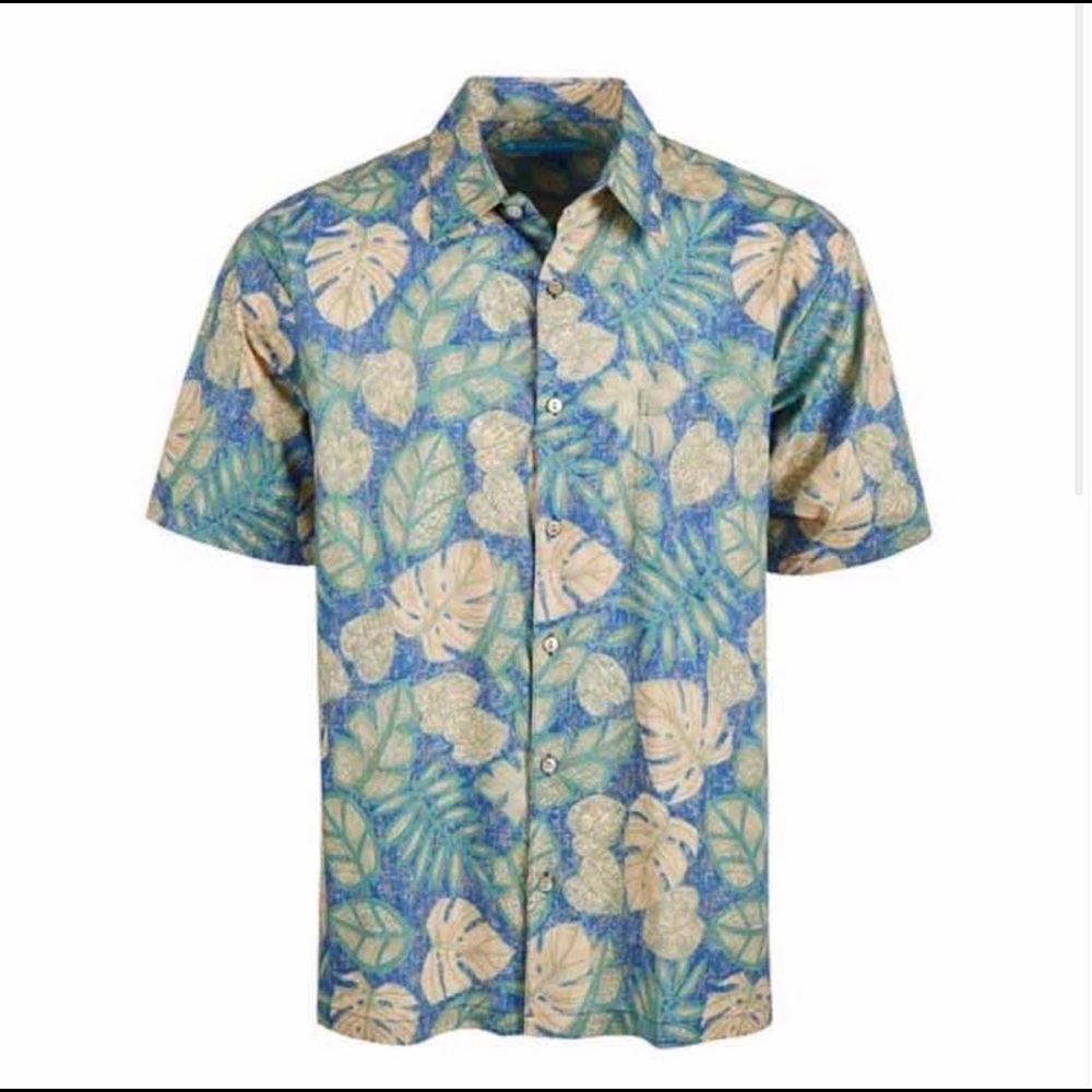 Tori Richard Henna Leaves Printed Hawaiian Shirt